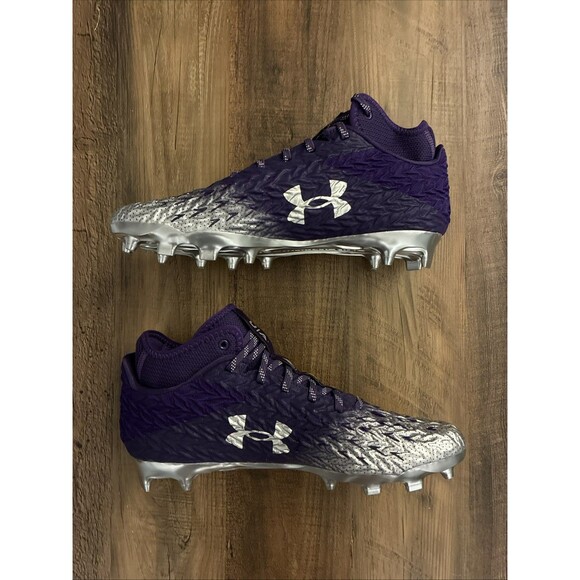 Under Armour Spotlight 4 MC Men 10.5 Football Cleats 3027977-500 Purple Silver
